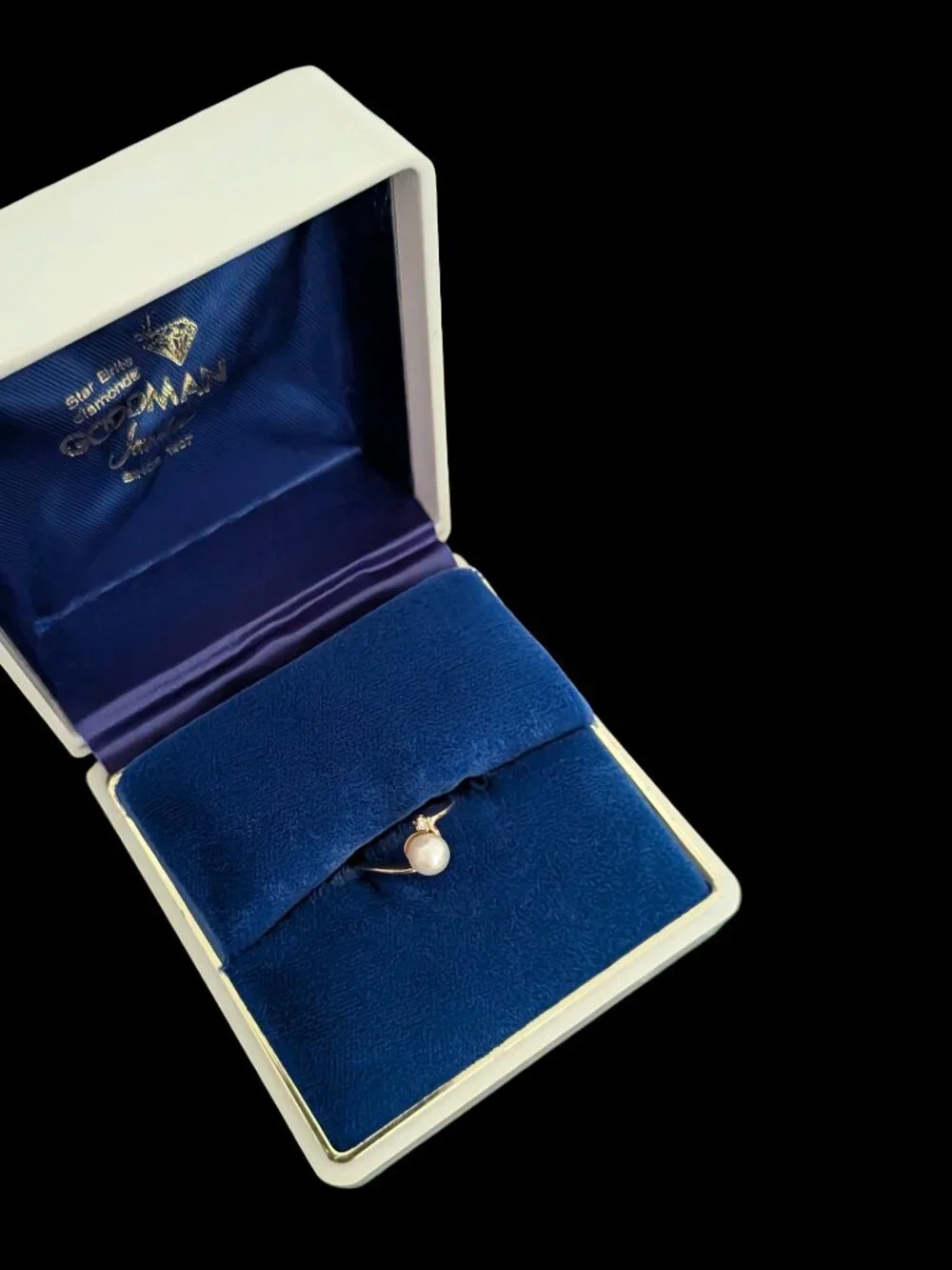 Pearl & Diamond Ring, 14K Gold, Vintage 1980 Excellent Condition